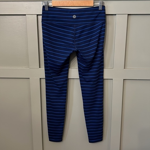 Athleta Chaturanga Tight Leggings in Admiral Stripe Cobalt Blue & Navy Sz Small - Picture 6 of 9